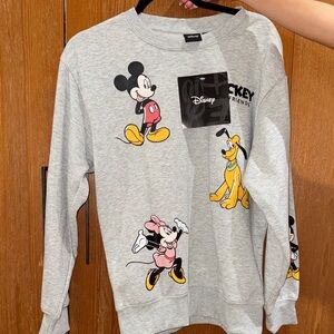 Disney Gray womens Crewneck Sweater with Mickey & Friends